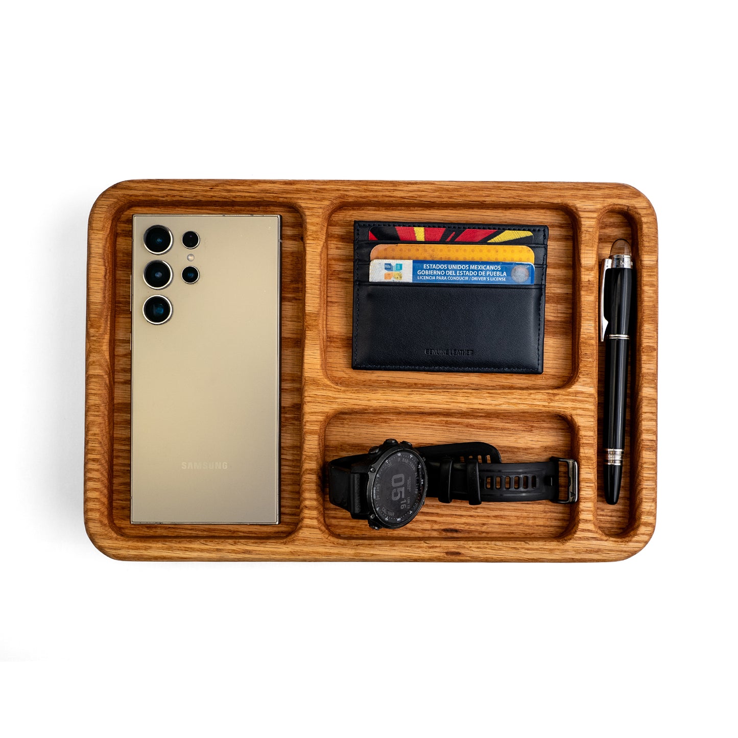 Valet Tray de Madera para Escritorio y Buró