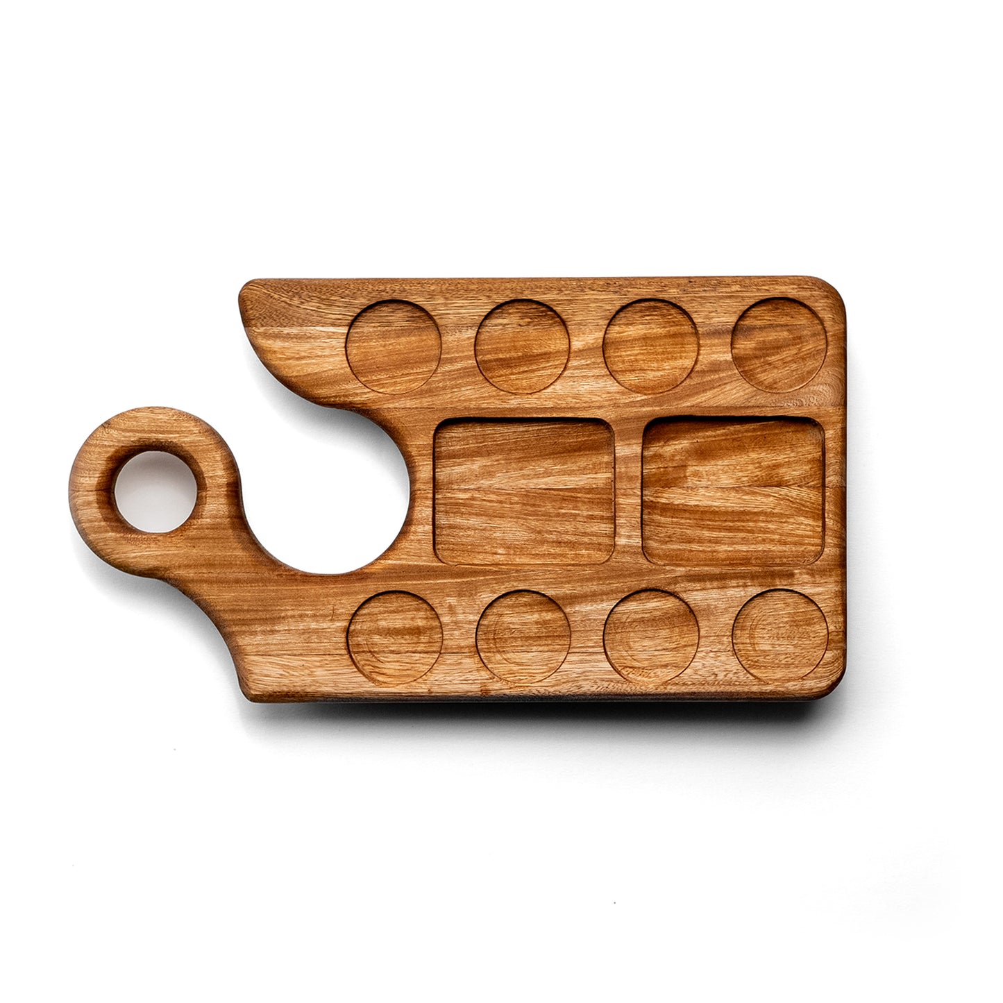 Tabla Tequilera de Madera para 8 Caballitos